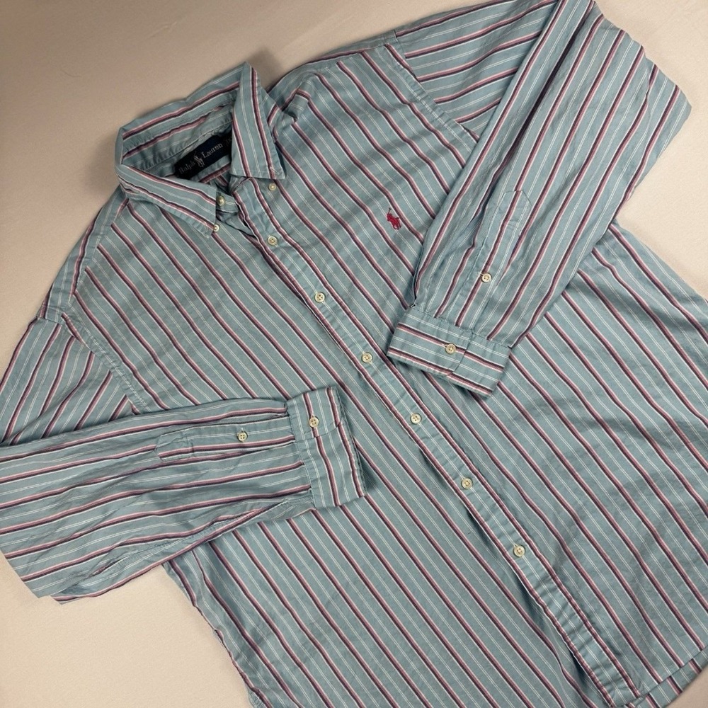 Vintage Polo Ralph Lauren Oxford Striped Long Sleeve Button Down Mens‎ XXL